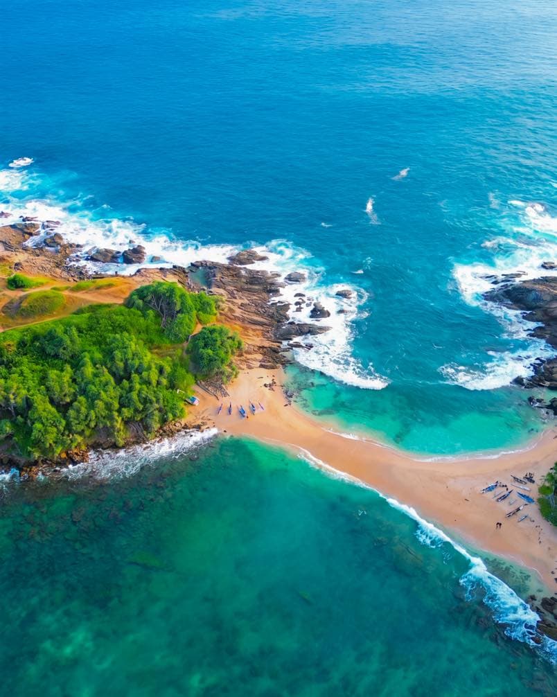 Secluded luxury beach destination at golden hour